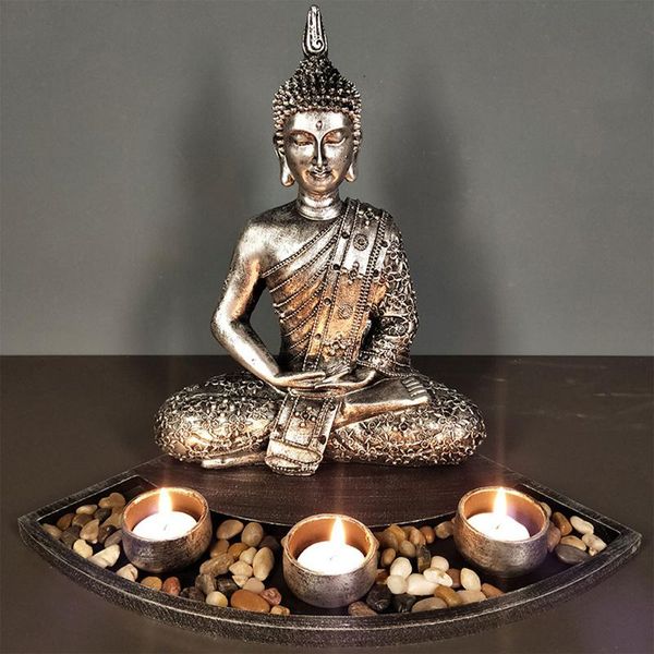 

fragrance lamps thai buddha statue candlestick candle holder burner incense with tea lamp resin decoration
