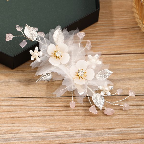 

new wedding hair accessories white pearl rhinestone hairpins ladies headdress bridal tiara handmade jewelry accessoriesdio chan contact, Golden;white