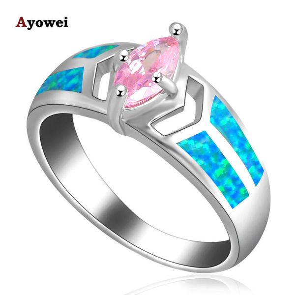 

wedding rings ayowei wholesale & retail pink blue fire opal 925 silver stamped ring size #6.5 #6.75 #7.5 #8.75 fashion jewelry or544a, Slivery;golden