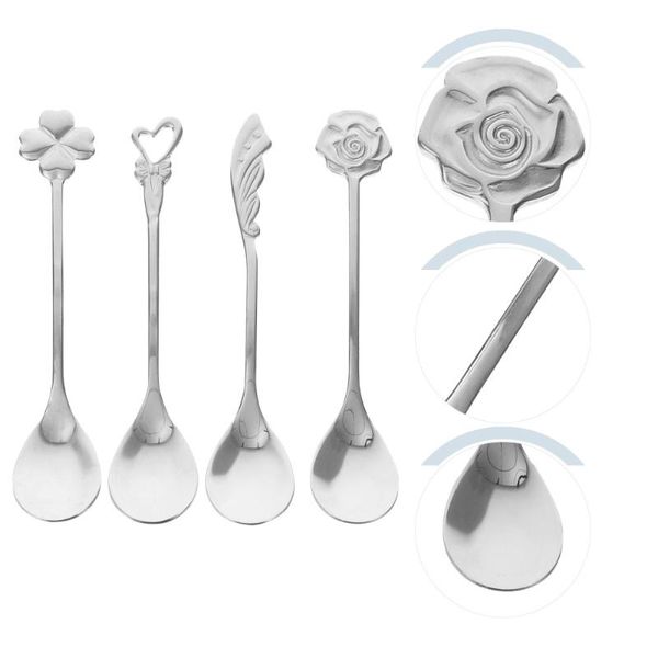 

spoons 1 set/4pcs coffee spoon dessert stainless steel stirring drink