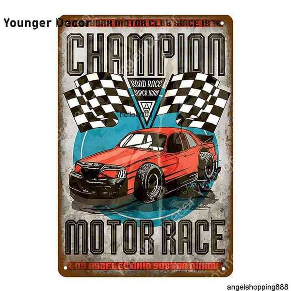 

american classic route 66 car metal signs rusty nutz decor champion motor race wall poster pub bar vintage iron plate yi-081