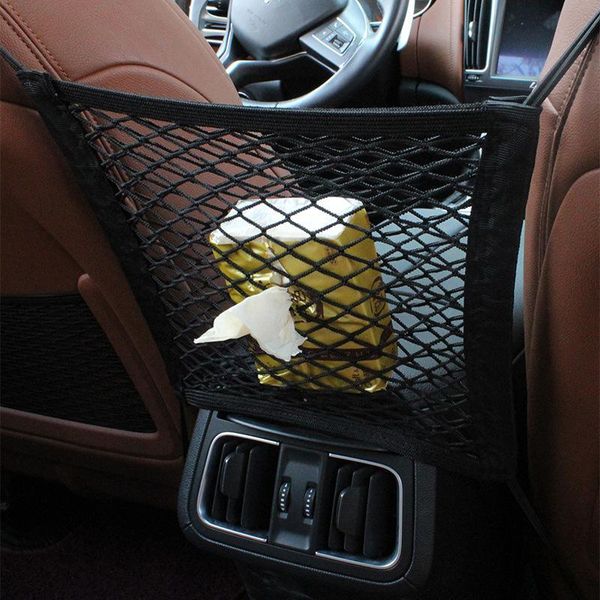 

car organizer 25x27cm universal storage bag pocket for seat back net double-layer mesh elastic string interior supplies