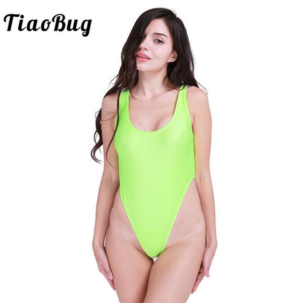 

one-piece suits tiaobug women swimsuit sleeveless high cut thong gymnastics leotard dancewear bodysuit monokini swimwear