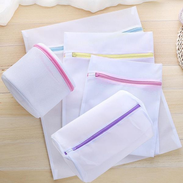 

5pcs/lot colorful mesh laundry bags bra lingerie wash bag for underwear socks with zipper washing machine