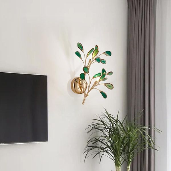 

wall lamp nordic luxury branches agate led color living room carnelian lights modern art interior lighting decorative
