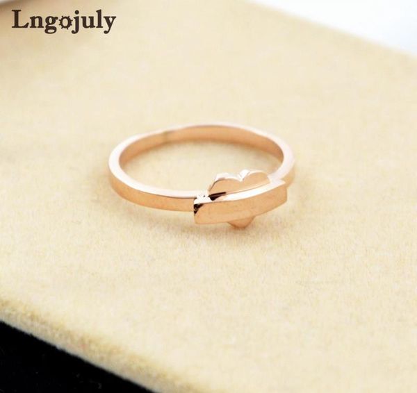 

wedding rings women titanium steel jewelry rosegold heart for girlfriend lovers anniversary party gifts, Slivery;golden