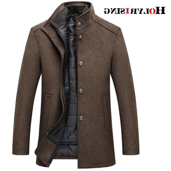 

men's wool & blends coat men thick overcoats oat mens single breasted coats and jackets with adjustable vest 4 colours m-3xl, Black