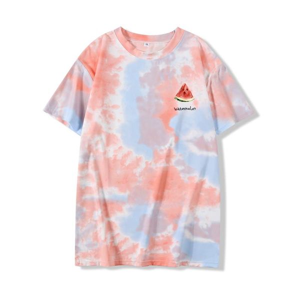 

women's t-shirt summer female tie dye cartoon cute fruit watermelon printing japanese korean harajuku style fashion all-match women, White