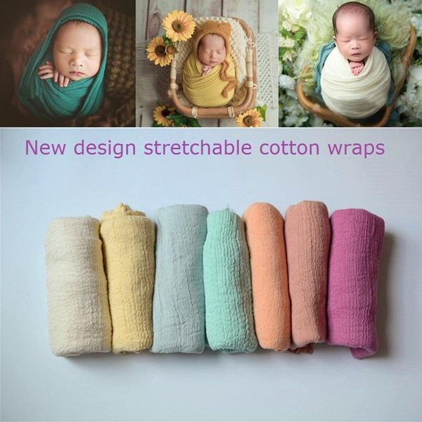 

born pography props wrap baby blanket soft stretchable cotton swaddling backdrop babies accessories caps & hats, Yellow