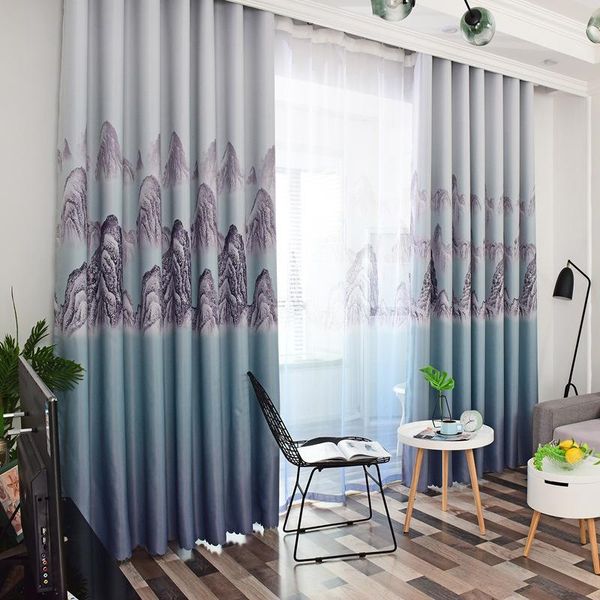

curtain & drapes 2021 chinese style painting landscape zen curtains for living room bedroom personalized study blackout custom