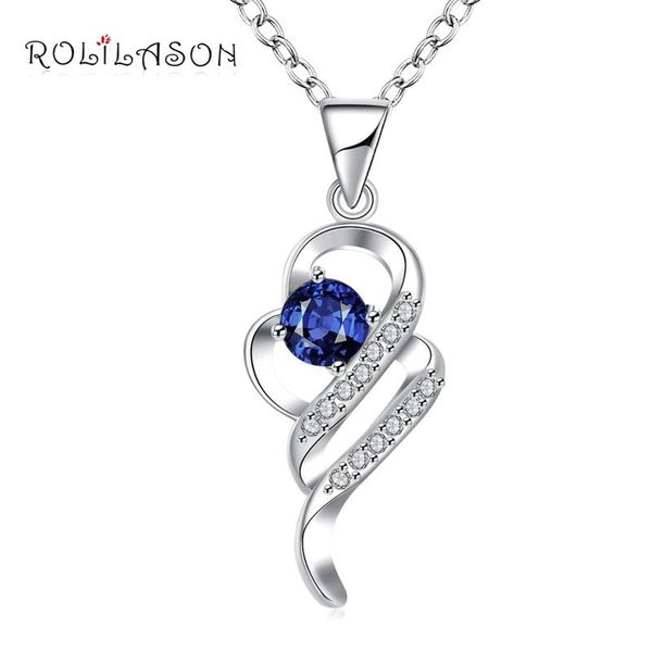 

pendant necklaces rolilasona special design cubic zirconia blue crystal trendy silver necklace pendants lns655