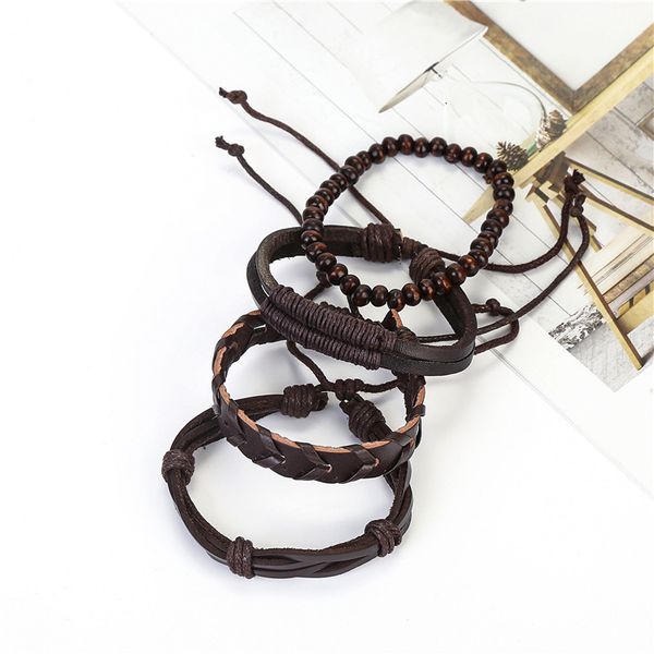 

bracelet fashion woven set leather diy accessories, Golden;silver