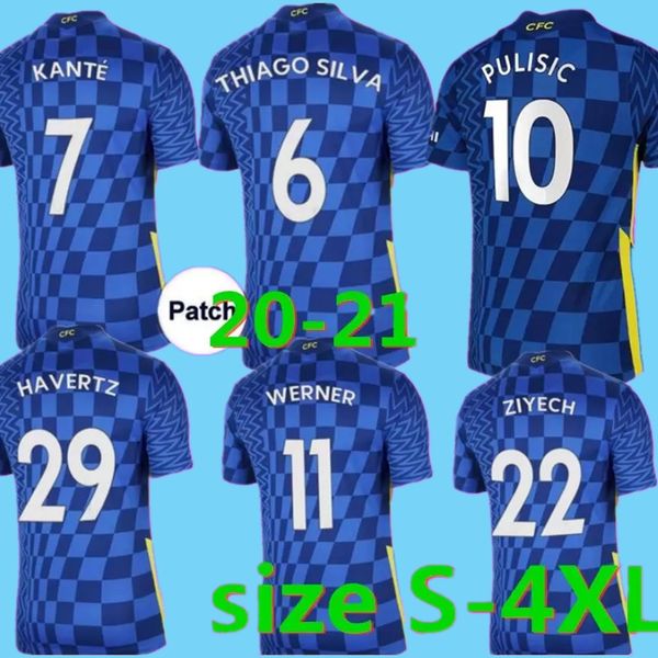 

thailand 21 22 werner pulisic kante men soccer jerseys uniform size s-4xl mount chilwell ziyech 2021 2022 season home blue football kits shi, Black;yellow
