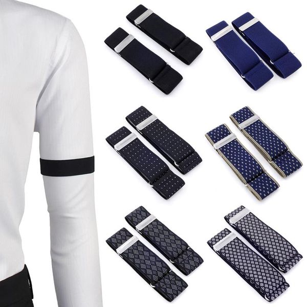 

belts fashion 1 pair mens shirt adjustable armband sleeve garter bartender cuff holder wedding elastic metal arm band hold up, Black;brown