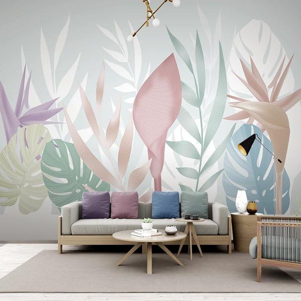 

wallpapers 3d wallpaper nordic tropical plant leaves wall mural living room bedroom home decor background painting papel de parede