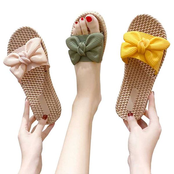

fashion women's slippers bow slip sandals and, Black