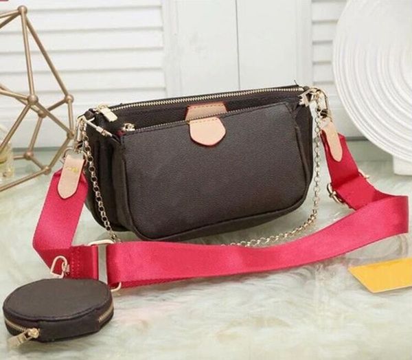 

new three-in-one bag women's cross bag leather handbag women's shoulder bags multi pochette accessories bags coin purse 3-piece se