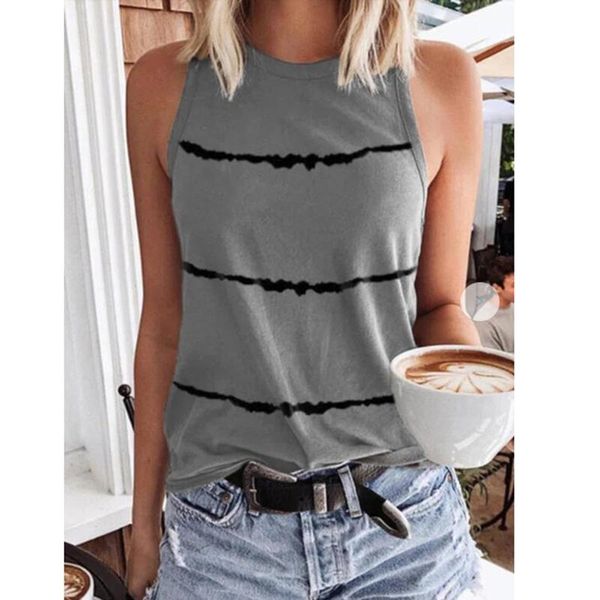 

women's tanks & camis jaycosin sleeveless vest womens print o-neck tank workout shirts casual loose tees ropa de mujer verano, White