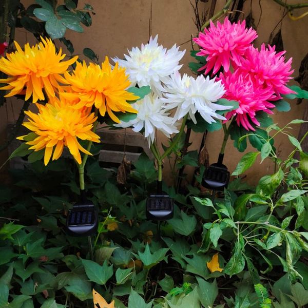 

lawn lamps 2pcs led light simulation chrysanthemum flower solar outdoor stake energy powered waterproof