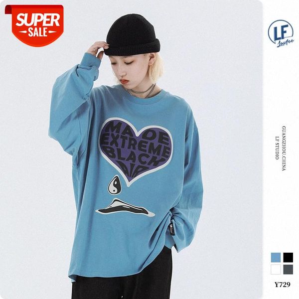 

lawfoo men's clothing fun love letter printing couple long-sleeved t-shirt #iw2c, White;black