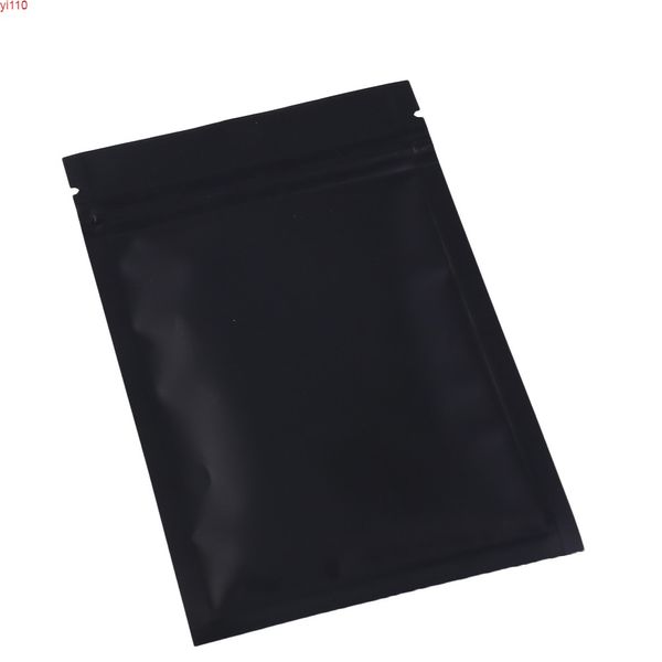 Spedizione veloce 12x18 cm, 100 pezzi sacchetto con chiusura a zip in foglio di alluminio nero barriera richiudibile per caramelle per alimenti sacchetti con chiusura a zip