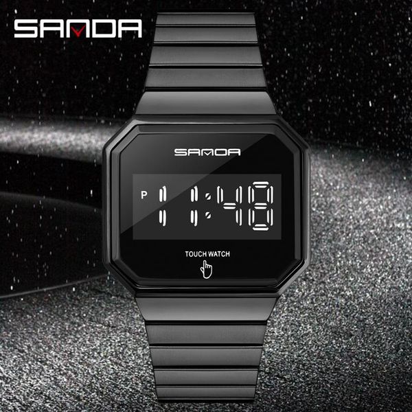 

wristwatches sanda brand fashion casual men's watches touch screen waterproof wristwatch led digital watch for men clock relogios mascu, Slivery;brown