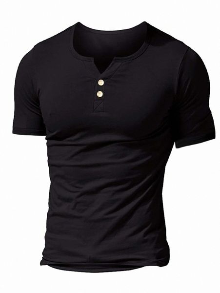 

men half button notch neck tee v1wf#, White;black