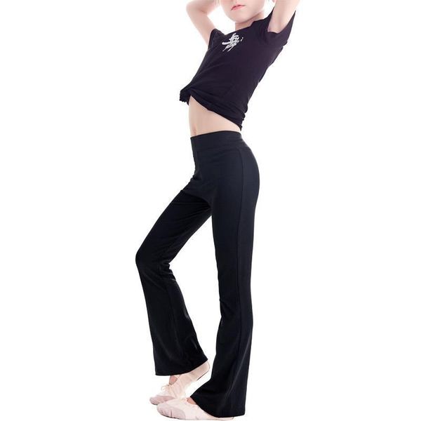 

trousers children's casual flared pants kids solid color high waist slim girls spring autumn elastic black dance, Blue
