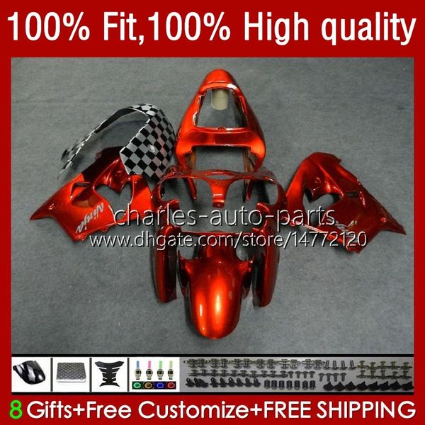 Spritzgusskörper für KAWASAKI NINJA ZX 9R 900 CC ZX9 9 R ZX9R 00 01 02 03 Karosserie 25Nr. 55 ZX900 ZX-9R 2000 2001 2002 2003 ZX-900 900CC 98-03 OEM-Verkleidungsset glänzend orange