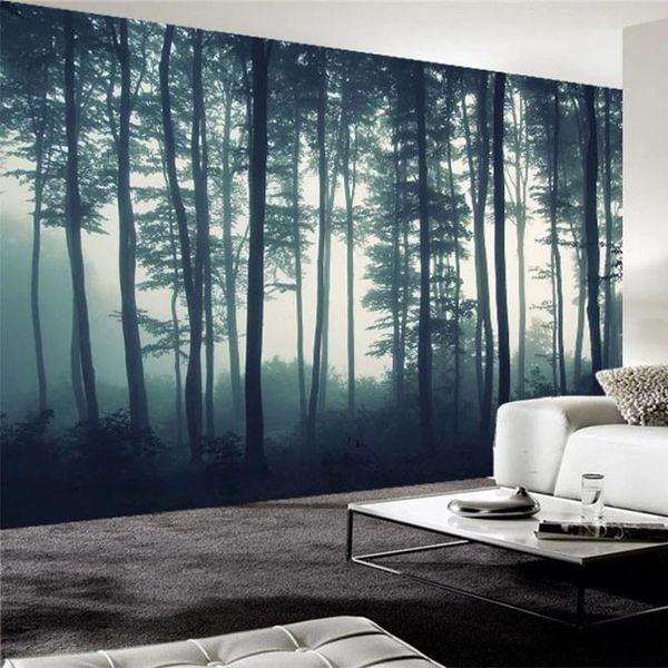 

wallpapers custom po self adhesive wallpaper 3d dense fog forest tree mural living room tv sofa bedroom painting nature landscape wall