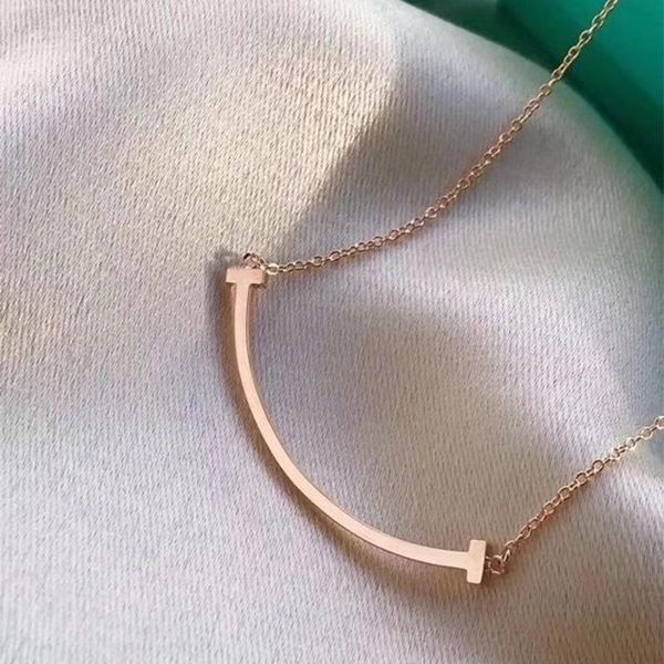 

pendant necklaces smile necklace female korean cute t-shaped u-shaped lock bone chain personality simple net red face neck jewelry, Silver