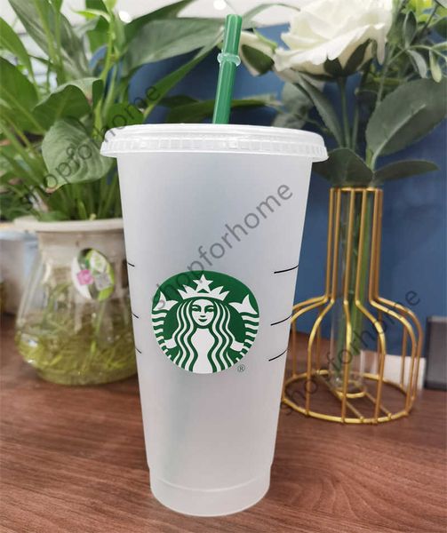 

starbucks mermaid goddess 24oz/710ml plastic mugs tumbler reusable clear drinking flat bottom pillar shape lid straw cupsn912n912n912n912