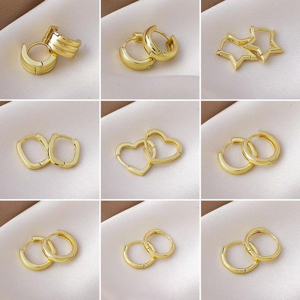 

Hoop & Huggie Geometric Earrings For Women Charm Punk Unusual Gold Color Korean Jewelry Party Different 2021 Trend, Golden;silver