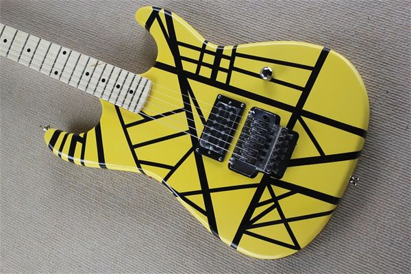 

6 strings black yellow electric guitar, delivery, support customization guitars guitarra