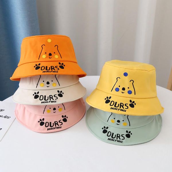 

caps & hats 2-6y middle and small children bear fisherman hat summer korean cute cartoon sun, Yellow