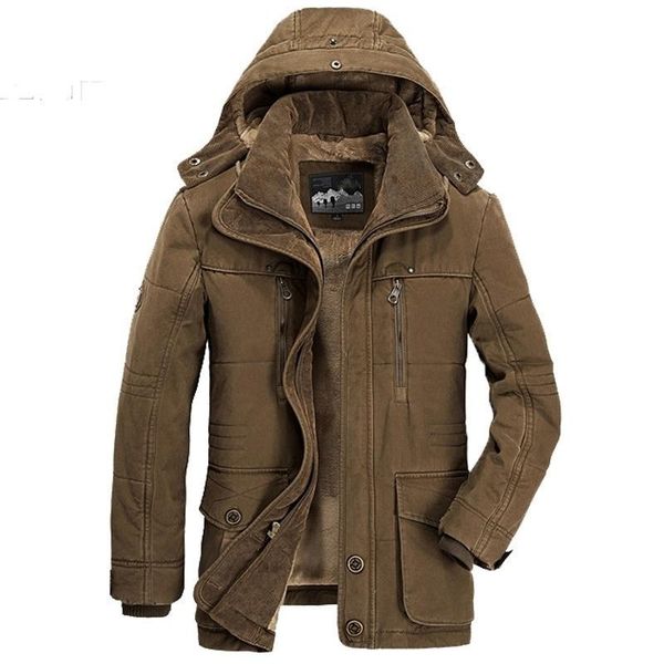 

men's jackets padded winter jacket 2021 medium cotton long plush thickened middle-aged and old people's clothes large size, Black;brown