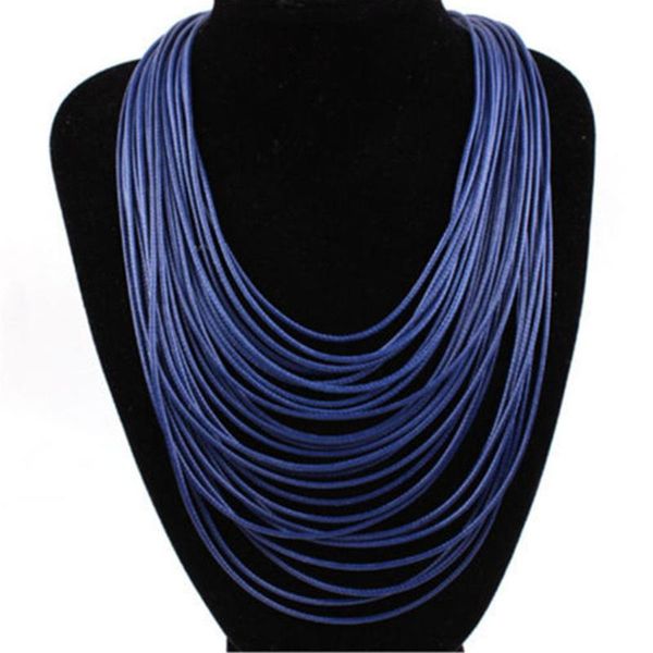 

chains all-match multicolor long necklace jewelry accessories bohemian fabala multi-layer pendant leather rope, Silver