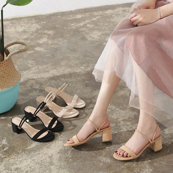 

summer women sandals square toe ladies heel mules thin high heels slippers female fashion woman shoes, Black