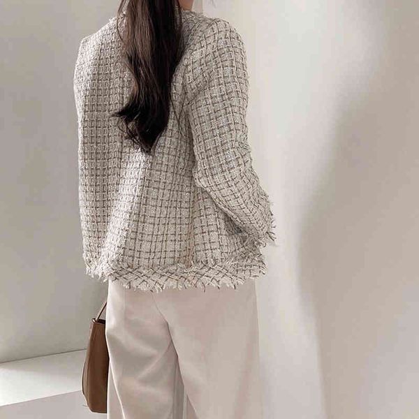 

jacket elegant chic autumn winter women's jacket french single breasted fringe binding design long sleeve tweed coat, Black;brown