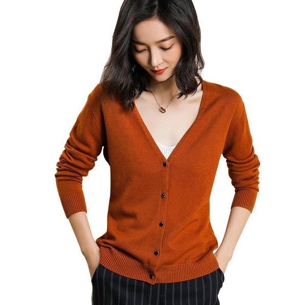 

cashmere cardigan regular blouse knitted women sweater coat solid elastic slim casual jacket, White;black