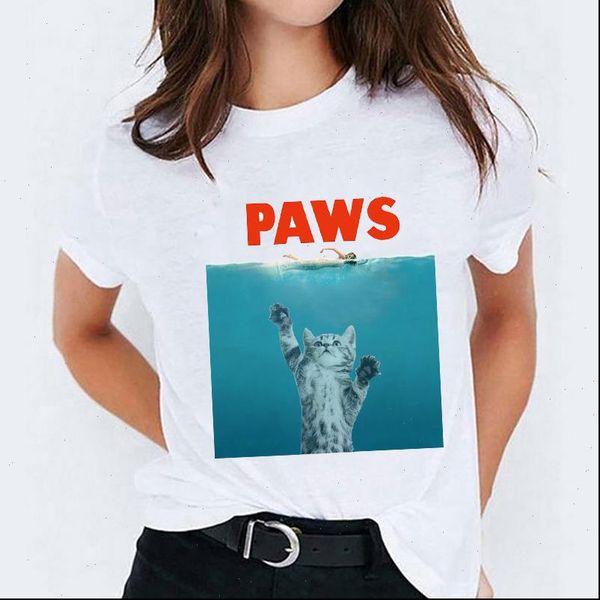 

cat funny scary printing halloween womens t shirt print graphic tee, White