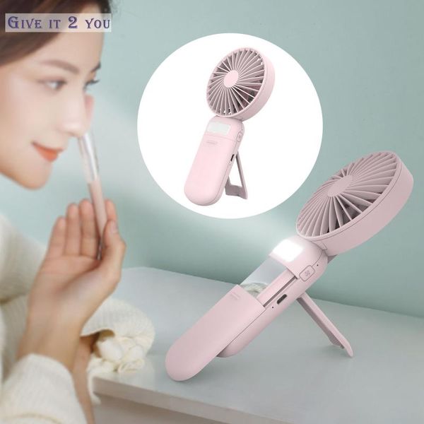 

small household fan mini cosmetic mirror usb rechargeable compact portable pocket makeup mirrors cooling with light #4 electric fans