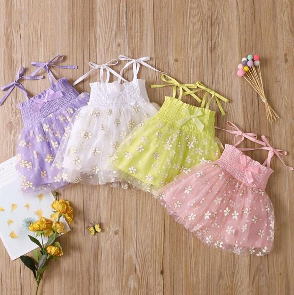 

girl's dresses baby girls casual princess dress floral printed pattern boat neck tie up slip bowknot tulle birthday, Red;yellow