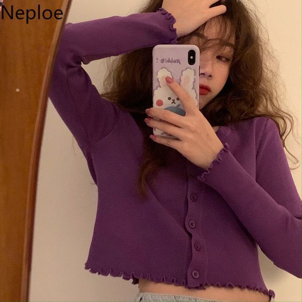 

neploe knitted sweaters women fashion bully-button single breasted cardigans loose casual o neck long sleeve femme 210423, White