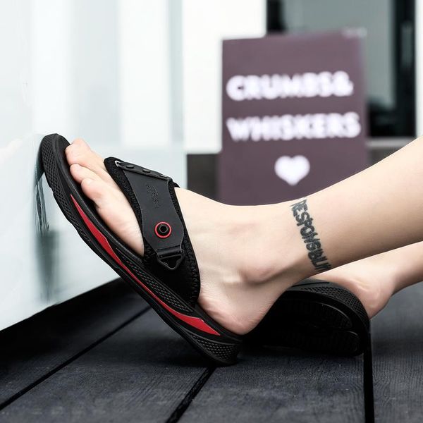 

slippers sandalet erkek summer sandals&slippers sandals men shoes sandel for sandalias de cuero para hombre sandale homme cuir, Black