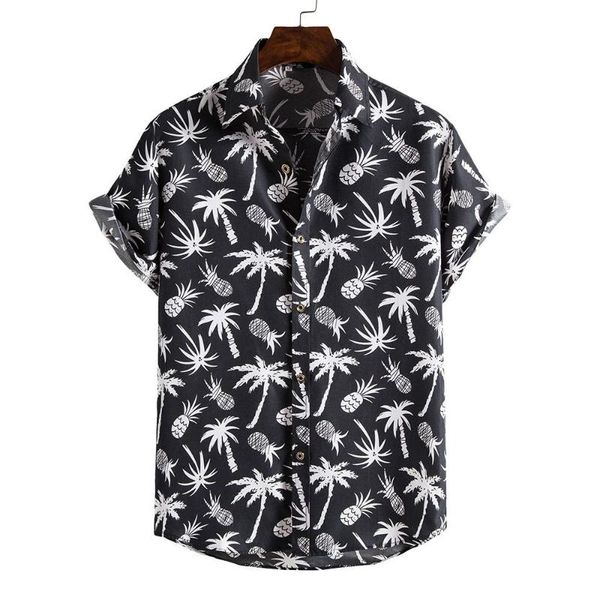 

men's casual shirts summer shirt 2021 vintage floral harajuku hawaiian for men printed beach short sleeve clothing, White;black