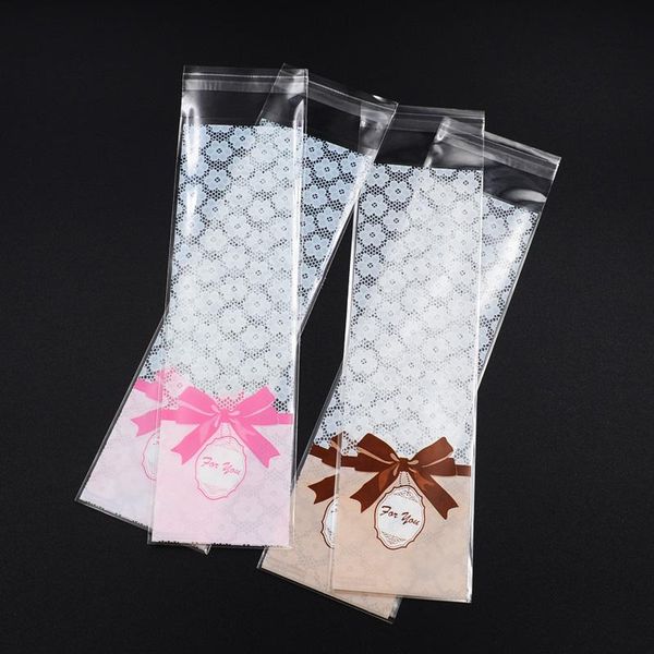 

100pcs 6*20cm long transparent self-adhesive seal opp diy gift and candy packaging bags cookie finger biscuits baking wrap