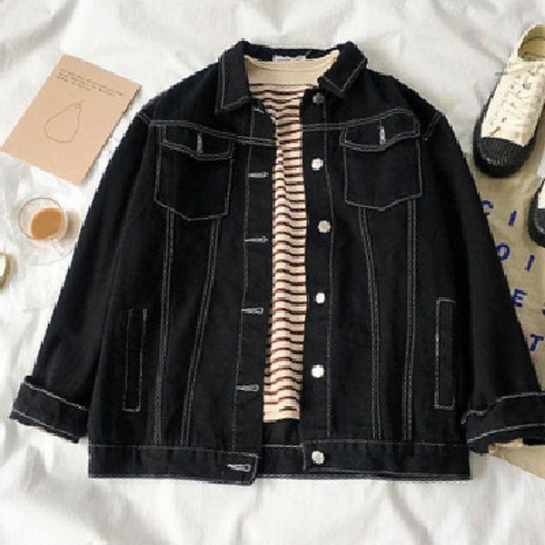 

women's jackets plus size black denim jacket women ladies jean coat spring autumn 8wt039, Black;brown