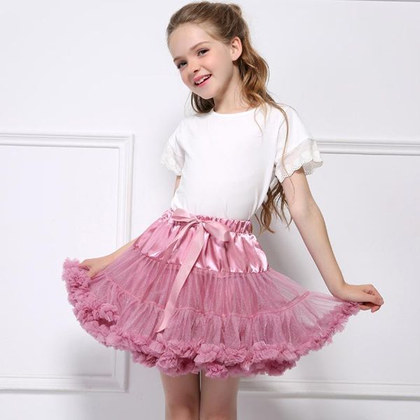 Saias Fashion Girls Aniversário Outfit Crianças Rosa Tutu Crianças Bebê Fluffy Pettiskirts Puffy Tule Saia para Girl