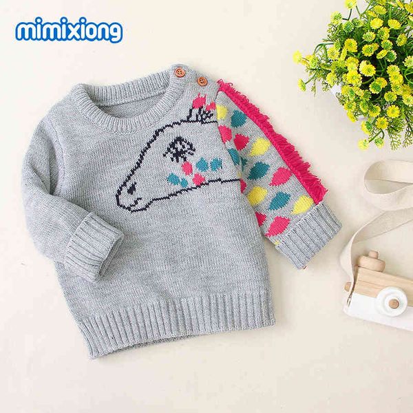 

factory wholesale children's knitting cartoon horse sweater, Blue